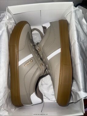 GUESS Taupe and White Sneakers with Gum Sole